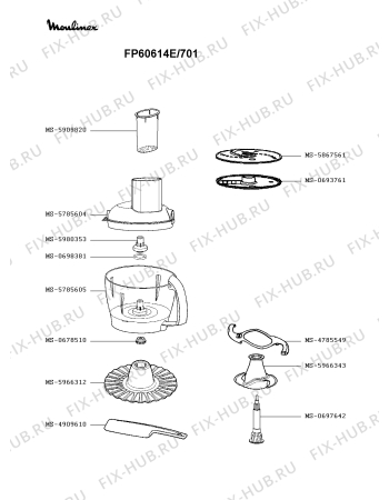 Взрыв-схема кухонного комбайна Moulinex FP60614E/701 - Схема узла 4P003528.4P2