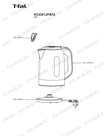 Схема №1 KO3301JP/87A с изображением Корпусная деталь для чайника (термопота) Seb SS-203015