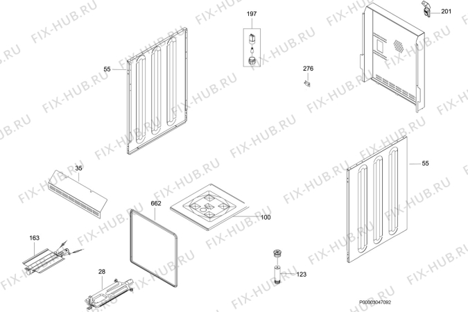 Взрыв-схема плиты (духовки) Electrolux EKG60101X - Схема узла Section 2