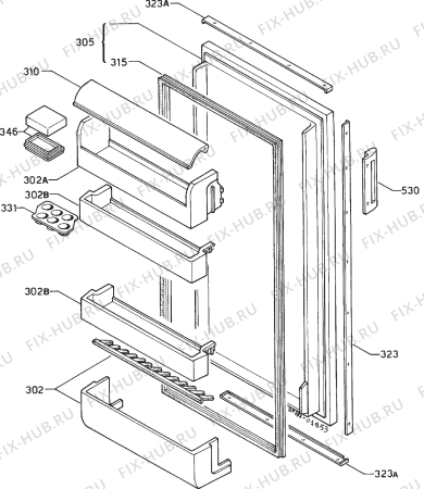 Взрыв-схема холодильника Zanussi ZF235CL - Схема узла Door 003