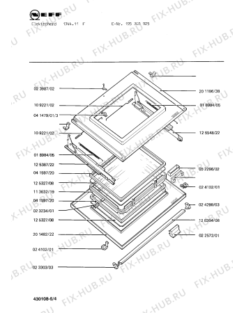 Взрыв-схема плиты (духовки) Neff 195303925 1344.11F - Схема узла 04