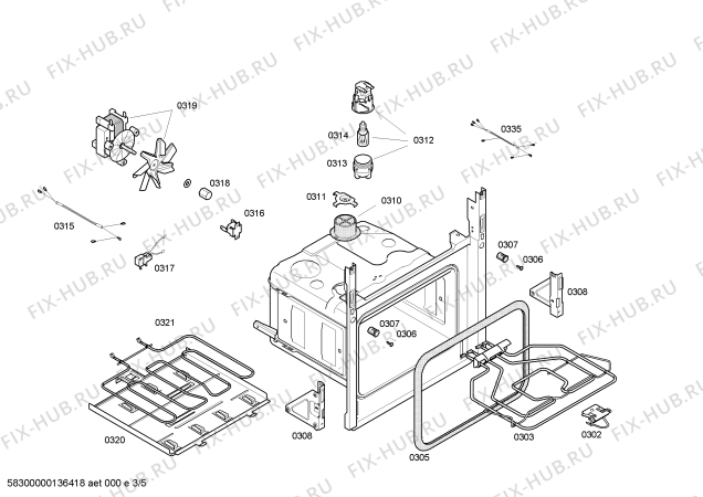 Взрыв-схема плиты (духовки) Siemens HB23AB520E H.SE.NP.L2D.IN.GLASS.S2/.X.E0_C/// - Схема узла 03