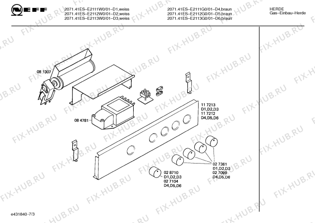 Схема №1 195302271 2071.41ES с изображением Переключатель для плиты (духовки) Bosch 00052146