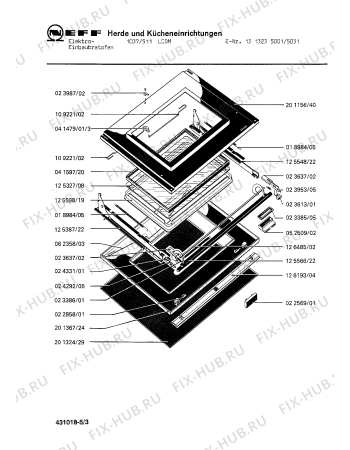 Взрыв-схема плиты (духовки) Neff 1313235001 1037/511LCDM - Схема узла 03