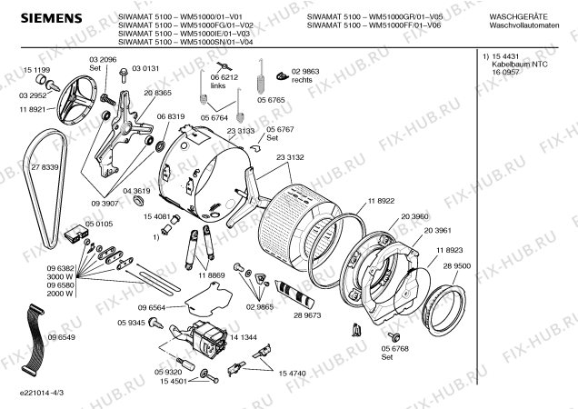 Взрыв-схема стиральной машины Siemens WM51000SN SIWAMAT 5100 - Схема узла 03