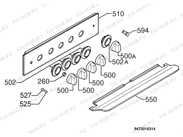 Взрыв-схема плиты (духовки) Rex Electrolux RB550G - Схема узла Command panel 037