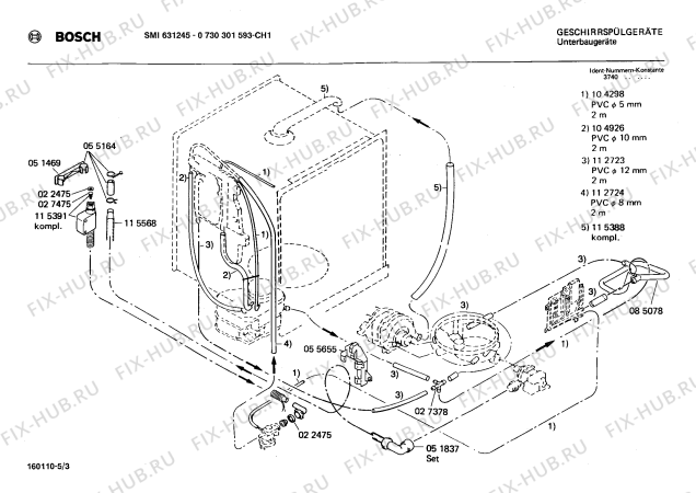 Взрыв-схема посудомоечной машины Bosch 0730301593 SMI631245 - Схема узла 03
