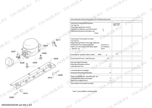 Взрыв-схема холодильника Bosch KDN53VL20 - Схема узла 04