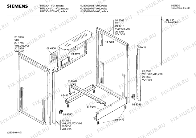 Взрыв-схема плиты (духовки) Siemens HU33040 - Схема узла 02