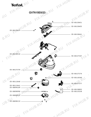 Схема №1 GV7615E0/23 с изображением Ручка для электроутюга Tefal CS-00130455