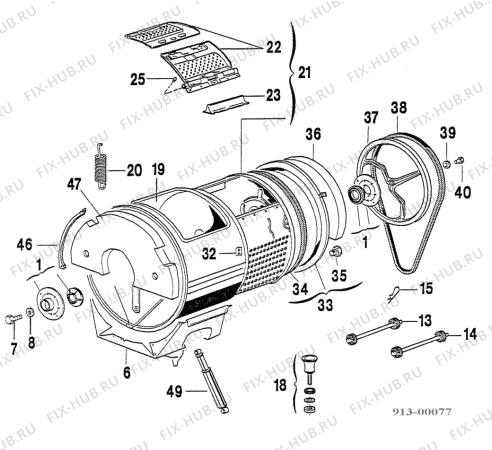 Взрыв-схема стиральной машины Zanker CLASSIC6101 - Схема узла Drum