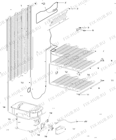 Взрыв-схема холодильника Zanussi ZFC36/47 - Схема узла Cooling system 017