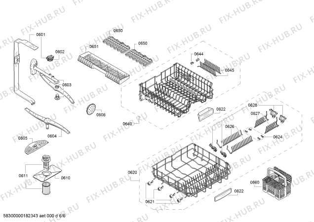 Взрыв-схема посудомоечной машины Bosch SMI53L65EU, SilencePlus - Схема узла 06