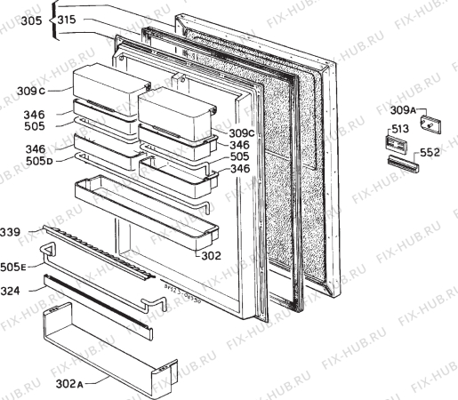 Взрыв-схема холодильника Electrolux RW593 - Схема узла Door 003