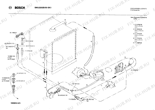 Взрыв-схема посудомоечной машины Bosch SMU2202B - Схема узла 03