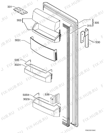 Взрыв-схема холодильника Aeg Electrolux S72390KA8 - Схема узла Door 003