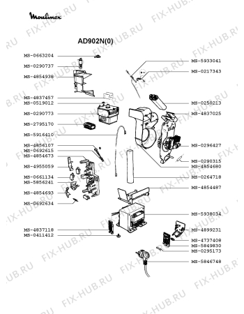 Взрыв-схема микроволновой печи Moulinex AD902N(0) - Схема узла AP002362.6P2