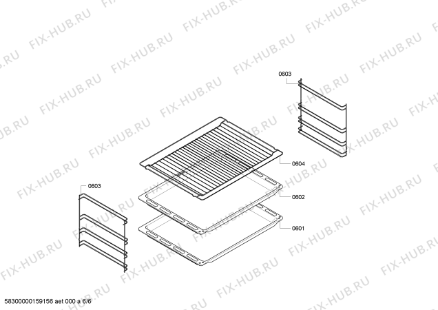 Взрыв-схема плиты (духовки) Bosch HBN301E2T - Схема узла 06