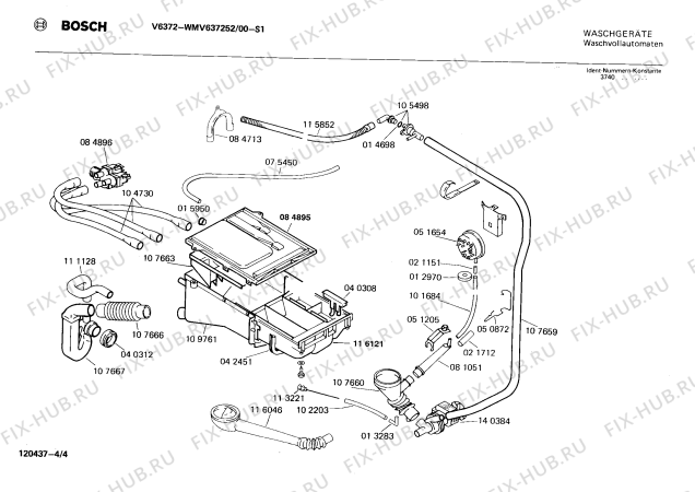 Схема №1 0722044454 V6372 с изображением Крышка кнопки для стиральной машины Bosch 00027810
