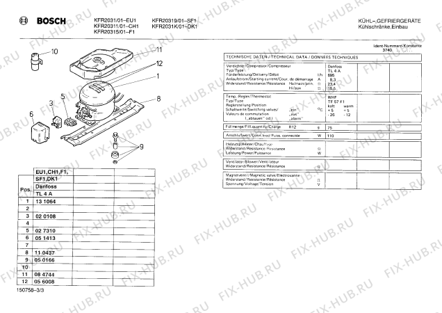 Взрыв-схема холодильника Bosch KFR20319 - Схема узла 03