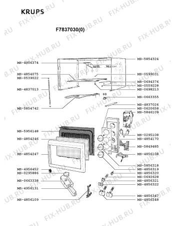 Взрыв-схема микроволновой печи Krups F7837030(0) - Схема узла 5P002380.1P3