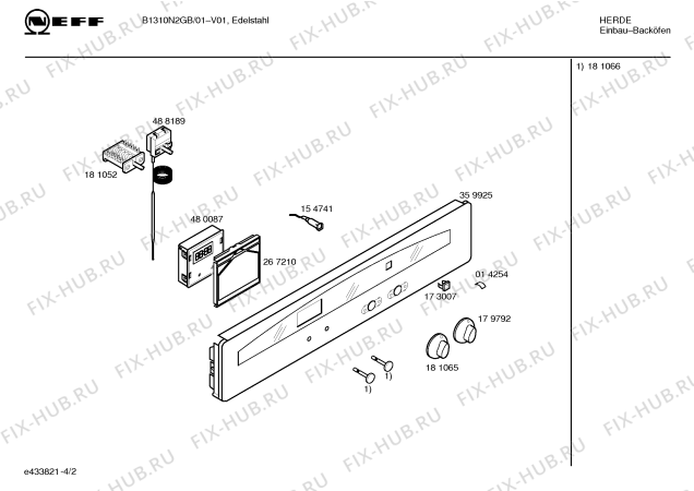 Схема №1 B1310N2GB с изображением Инструкция по эксплуатации для духового шкафа Bosch 00585288