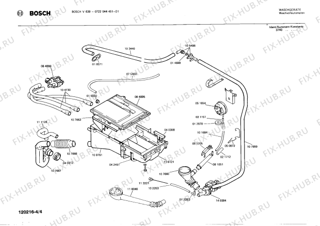 Взрыв-схема стиральной машины Bosch 0722044451 V639 - Схема узла 04
