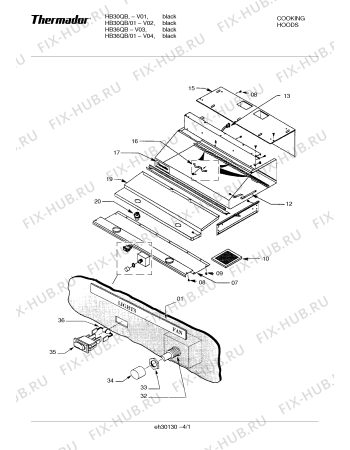 Схема №1 HT30HQW с изображением Панель для духового шкафа Bosch 00368665
