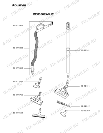 Взрыв-схема пылесоса Rowenta RO8366EA/412 - Схема узла 3P005785.5P3