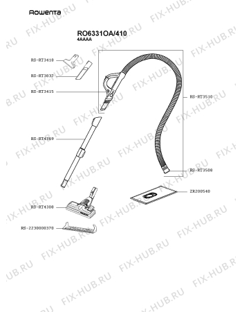 Взрыв-схема пылесоса Rowenta RO6331OA/410 - Схема узла VP005399.5P2