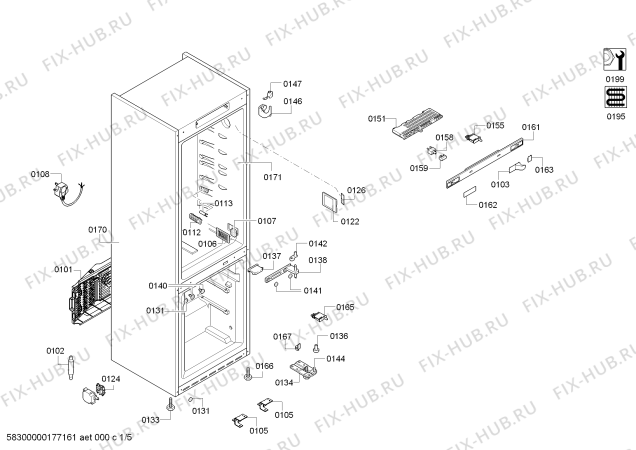 Схема №1 KGN56AI22N с изображением Дверь для холодильной камеры Bosch 00711837