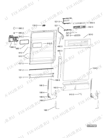 Взрыв-схема посудомоечной машины Whirlpool ADPS 3540 WH - Схема узла