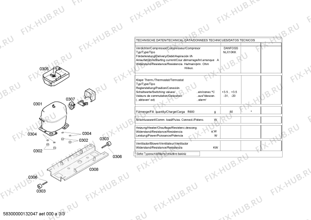 Взрыв-схема холодильника Bosch KGV73E40 - Схема узла 03