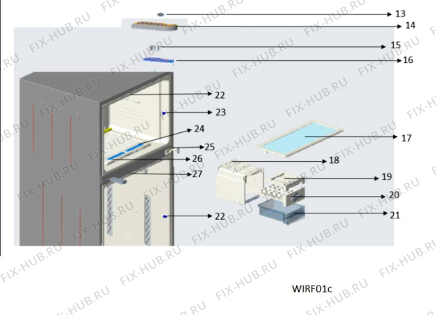 Взрыв-схема холодильника Whirlpool WTE1752RSS - Схема узла