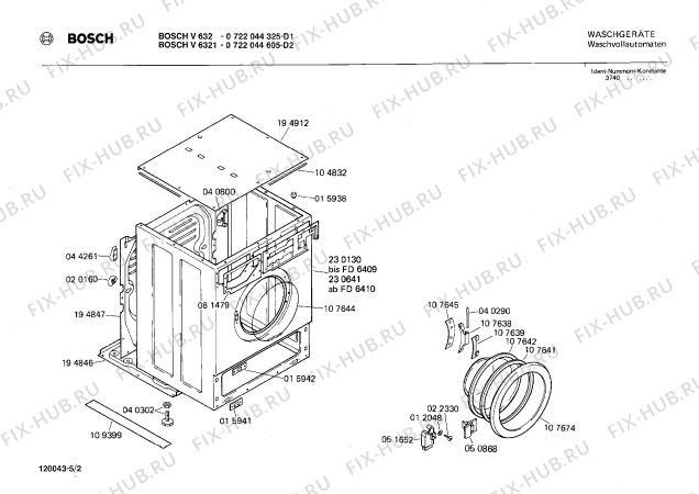 Взрыв-схема стиральной машины Bosch 0722044325 V632 - Схема узла 02