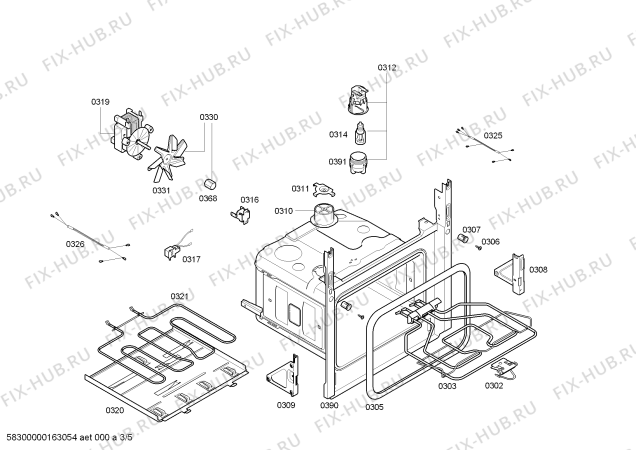 Взрыв-схема плиты (духовки) Siemens HB23AB540W H.SE.NP.L2D.IN.GLASS.S4/.X.E0_C/// - Схема узла 03