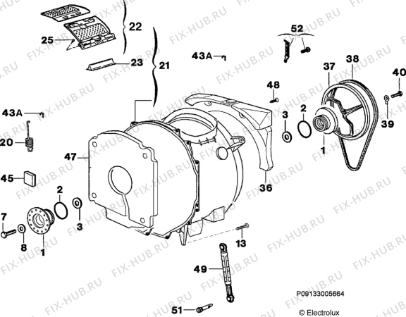 Взрыв-схема стиральной машины Electrolux EWB105110W - Схема узла Functional parts 267