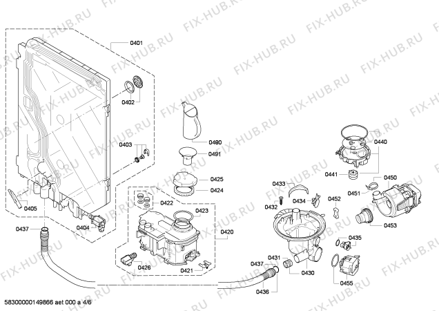 Взрыв-схема посудомоечной машины Bosch SMD53M64EU - Схема узла 04