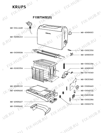 Взрыв-схема тостера (фритюрницы) Krups F1587545E(0) - Схема узла 1P002415.7P2