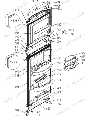 Схема №1 RF67304A (156175, HZZS3067BF) с изображением Ручка двери для холодильной камеры Gorenje 139453