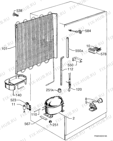 Взрыв-схема холодильника Zanker USD262 - Схема узла Cooling system 017