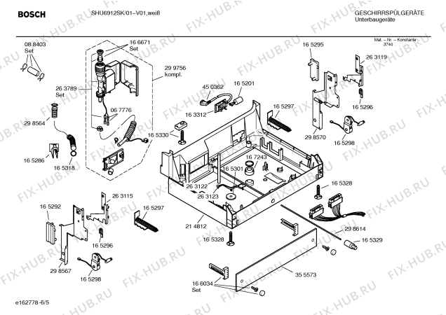 Взрыв-схема посудомоечной машины Bosch SHU6912SK Mixx - Схема узла 05