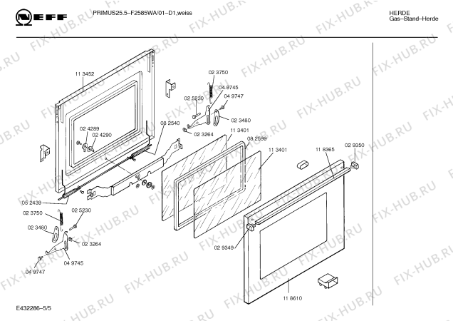 Взрыв-схема плиты (духовки) Neff F2585WA PRIMUS 25.5F - Схема узла 05