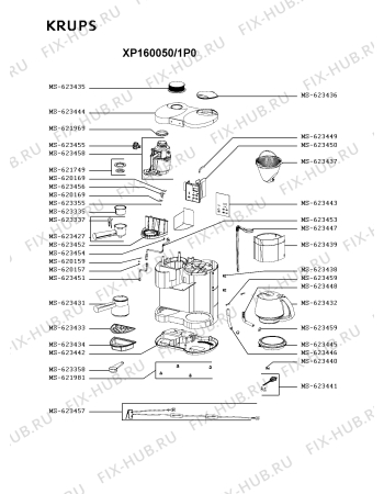 Схема №1 XP160050/1P0 с изображением Корпусная деталь для электрокофеварки Krups MS-623442