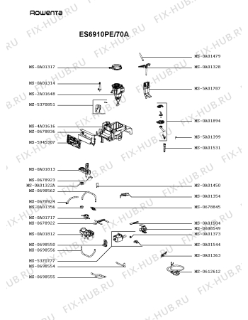 Взрыв-схема кофеварки (кофемашины) Rowenta ES6910PE/70A - Схема узла XP003718.5P2