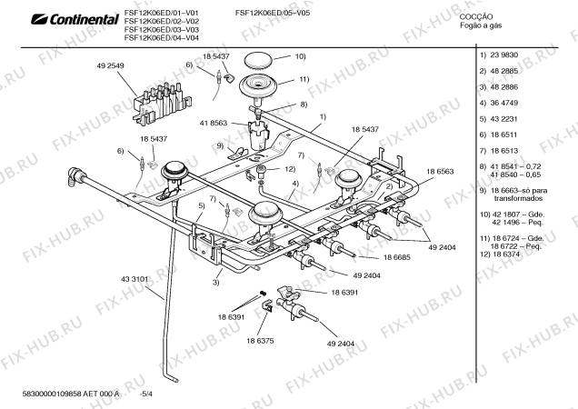 Взрыв-схема плиты (духовки) Continental FSF12K06ED - Схема узла 04