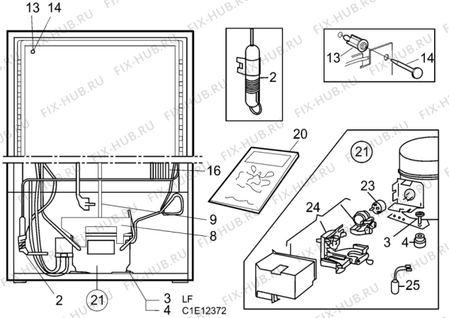 Взрыв-схема холодильника Atlas KB200 - Схема узла C10 Cold, users manual