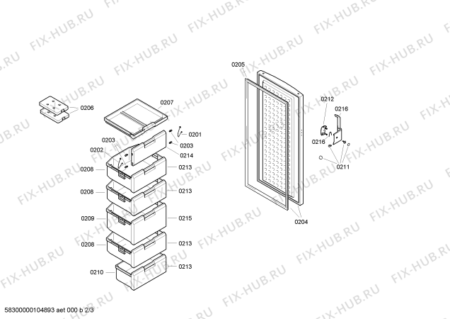 Взрыв-схема холодильника Bosch GSL81430 - Схема узла 02