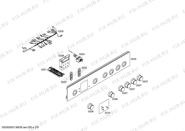 Схема №3 FRT4401 с изображением Панель управления для плиты (духовки) Bosch 00672477