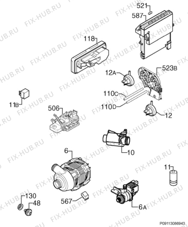 Взрыв-схема посудомоечной машины Juno Electrolux 91153901708 - Схема узла Electrical equipment 268